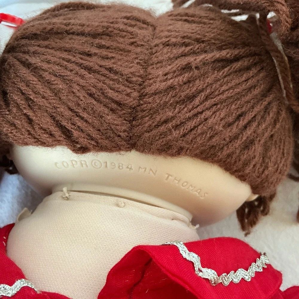 Vintage 1984 Doll Brown Yarn‎ Hair Red Dress 18in Retro Toy
